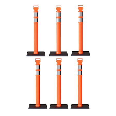Montour Line Orange Delineator Post with Base, 45 In, 6 Pack DL1-OR-10-6